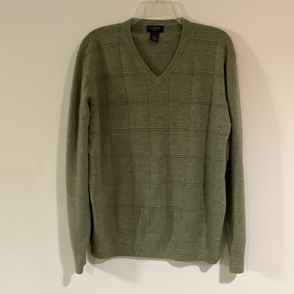 Dockers Mens XL Sage Green V Neck Sweater